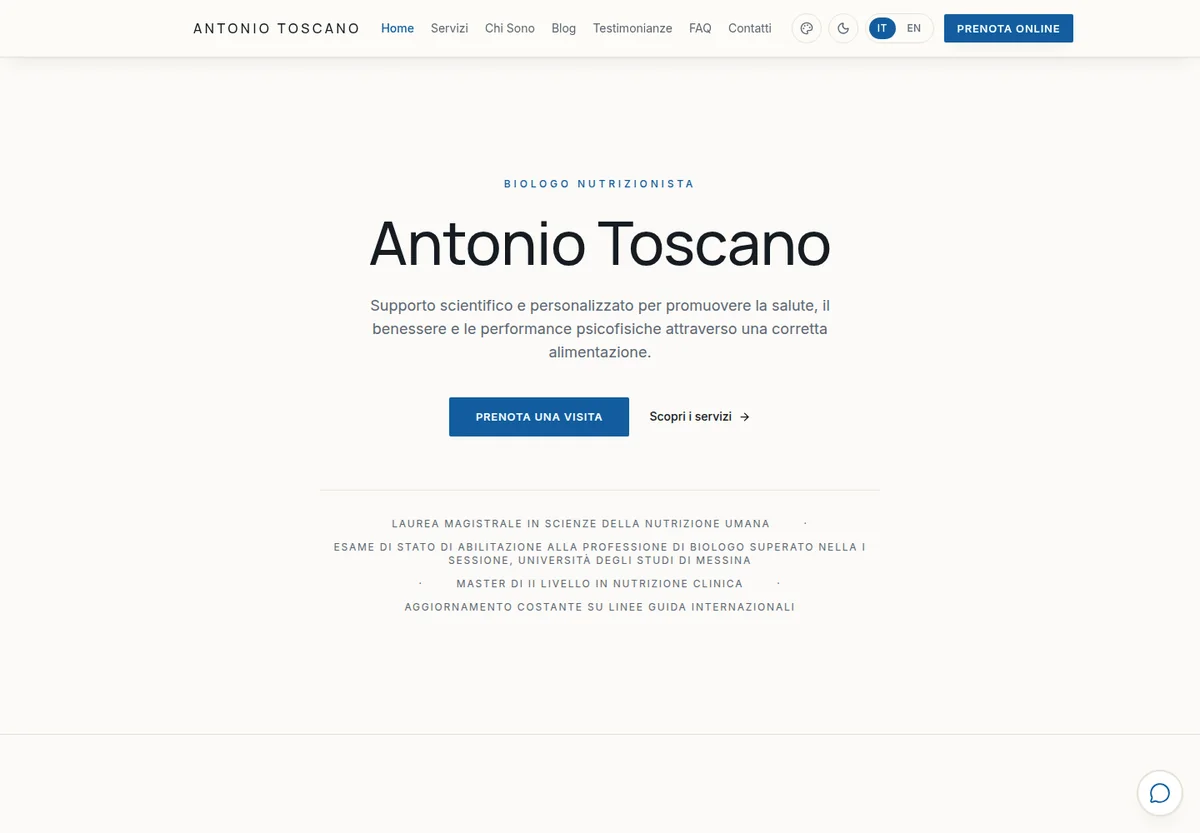 Anteprima del sito di Antonio Toscano